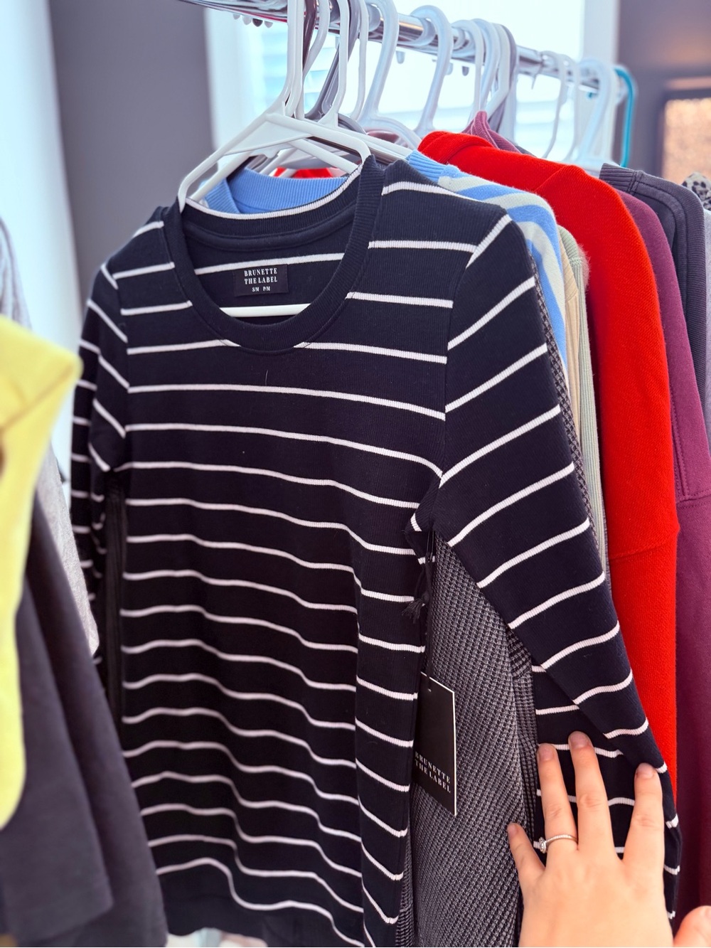 NWT BTL - navy white stripe ribbed long sleeve - S/M